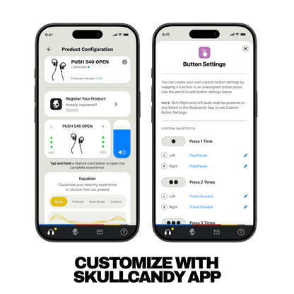 Skullcandy Push 540 Open wireless open-ear headphones with Skullcandy App support for custom button settings and personalized EQ control | Plasma